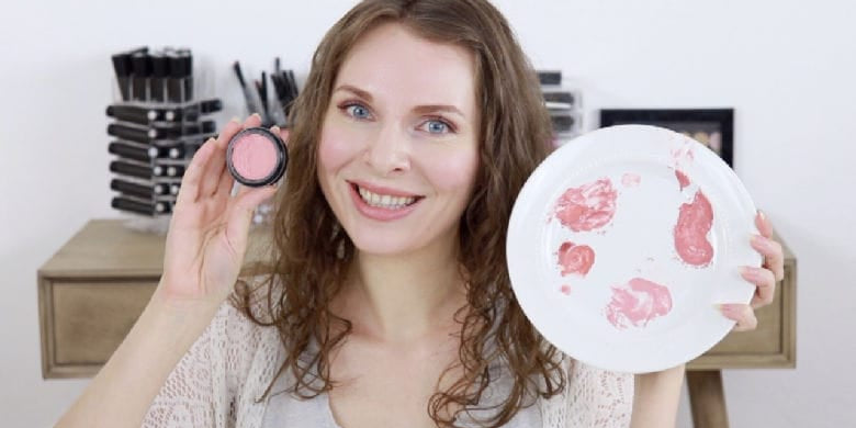 woman showing Blush How To: Powder Into Cream