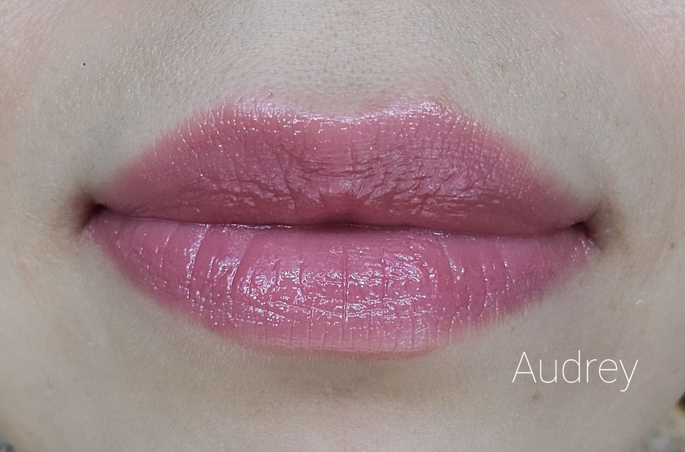 Image of close up lips wearing Lipstick by Red Apple Lipstick in the shade called Audrey. This is neutral pink without shimmer.