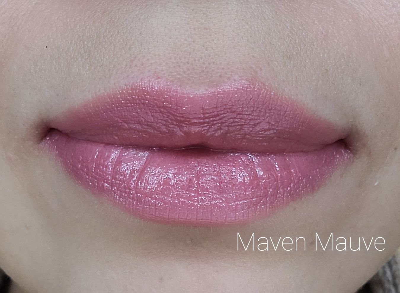 Image of close up lips with lipstick in the shade called Maven Mauve. This shade is perfect blend between dusty rose and mauve. Gorgeous and light with no shimmer