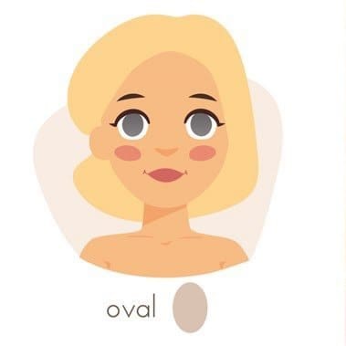Image of a cartoon lady showing an example of a oval face shape