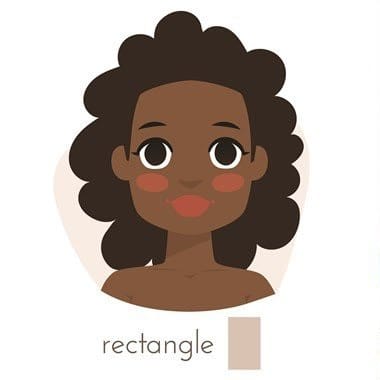 Image of a cartoon lady showing an example of a rectangle face shape