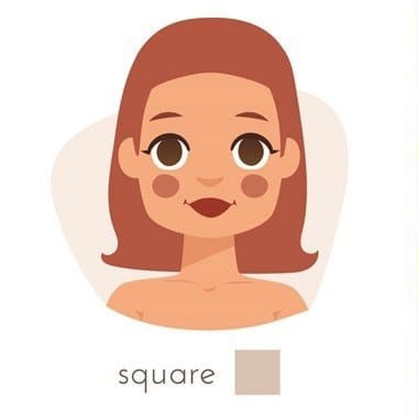 Image of a cartoon lady showing an example of a square face shape