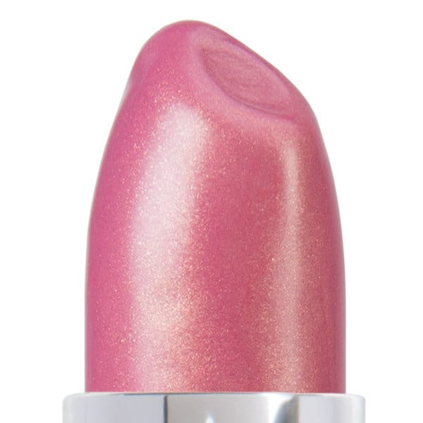 Image of lipstick bullet in the shade called Secrets by Red Apple Lipstick. Secrets is a cool toned pink lipstick that has deep golden shimmer and a brilliant sheen.