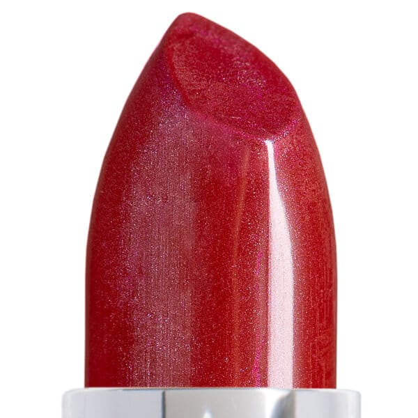 Image of lipstick bullet in the shade called Power Potion by Red Apple Lipstick.  Power Potion is a richly saturated purple plum color with a pinky-red undertone.