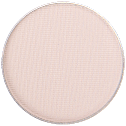 Image of eyeshadow pan with the shade called Porcelain by Red Apple Lipstick. Porcelain is a a light, matte, off-white, creamy nude eyeshadow that has a slight pinkish, peachy yellow tint to it